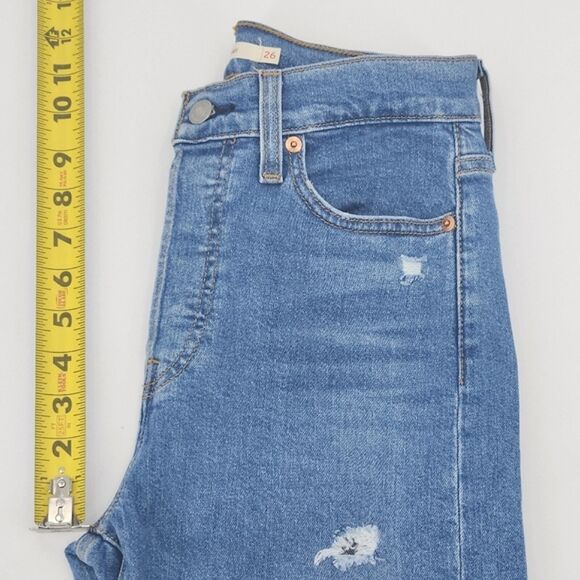 Levi's Wedgie Skinny Jeans Size 26 Womens Medium Blue Wash Denim Distressed - Picture 5 of 8